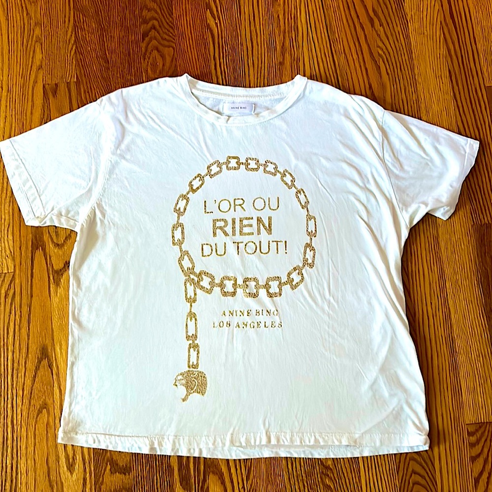 Amine Bing off white t-shirt sz XS L’or ou rein du tout!